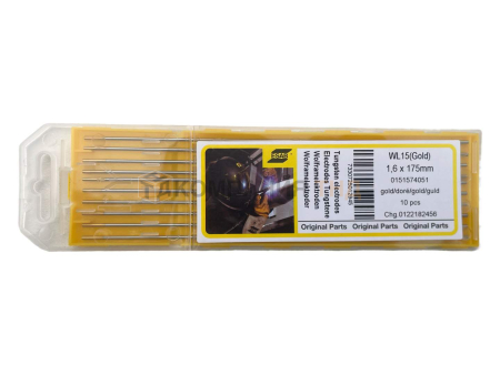 Электроды вольфрамовые ESAB Tungsten WL15 Gold ф 1,6 мм х 175 мм (10шт.) (0151574051)