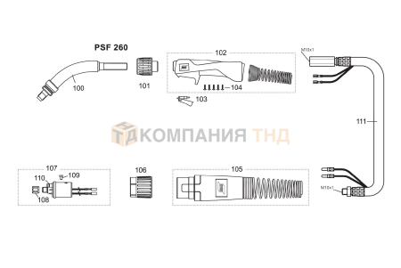 Сварочные горелки ESAB PSF 260 для полуавтоматической MIG/MAG сварки Горелки ESAB PSF 260