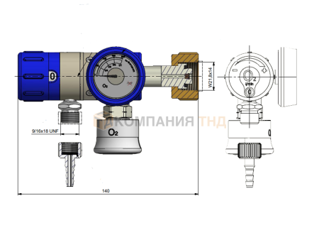 Регулятор баллонный GCE MEDISELECT II 25 QC O2 W21.8
