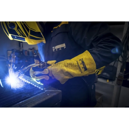 Перчатки сварочные КЕДР КС-16 КОМФОРТ, (L), желто-черные (8017671)