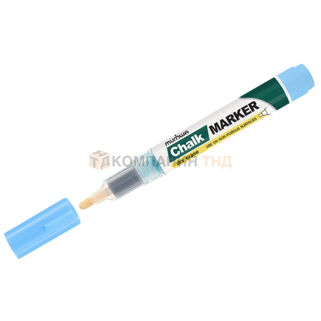 Маркер меловой MunHwa Chalk Marker голубой, 3мм, спиртовая основа, пакет, CM-02 (227221)