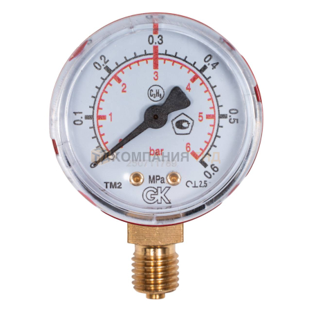 Манометр пропановый KRASS 0,3/0,6 МПа, 50 мм, М12х1,5