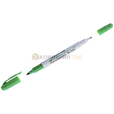 Маркер перманентный двухсторонний Crown Multi Marker Twin зеленый, пулевидный, 2мм/1мм, P-800W (117932)
